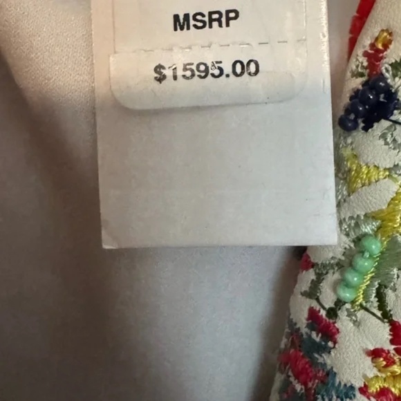 Alice + Olivia Cody Embellished Moto Leather Jacket Floral White - Picture 11 of 11